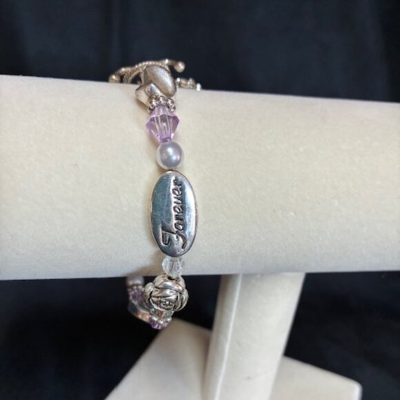 Bracelet - "Sister Friend Forever" words with pink and pearl beads - Picture 4 of 5